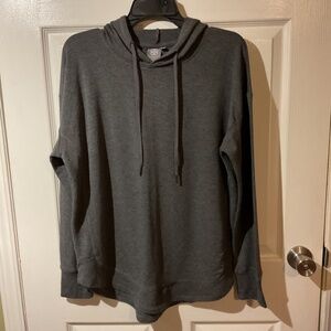Daisy Fuentes Gray Stretch Hooded Yoga Hoodie
